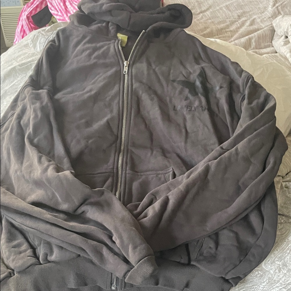 LONELY GHOST dark gray Full-Zip Hoodie. Barely worn